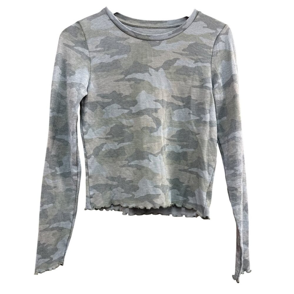 American Eagle Outfitters Womens Camo Long Sleeve Ribbed Top Size M